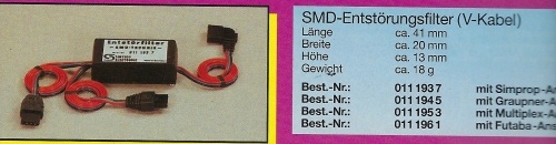 SMD-ENTSTOERFILTER   (V-Kabel)   JR-Anschluß