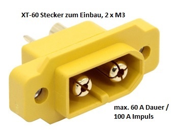XT-60 L Goldstecker XT-60E z.Einbau, 2 x M 3,max.60 A