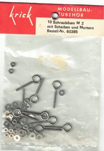 &Ouml;senschrauben M2 mit Muttern + Scheiben