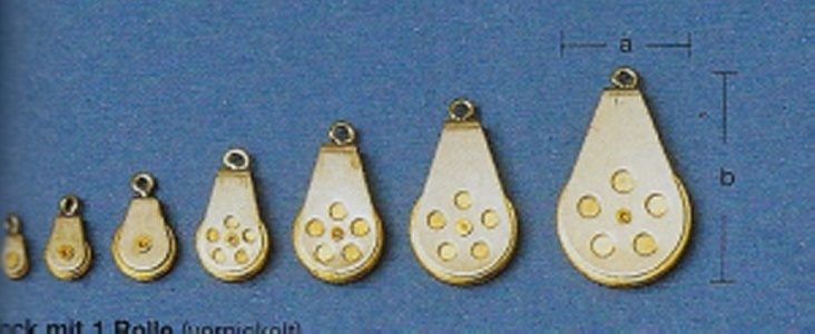 Block 1-Rolle Messing mit Öse